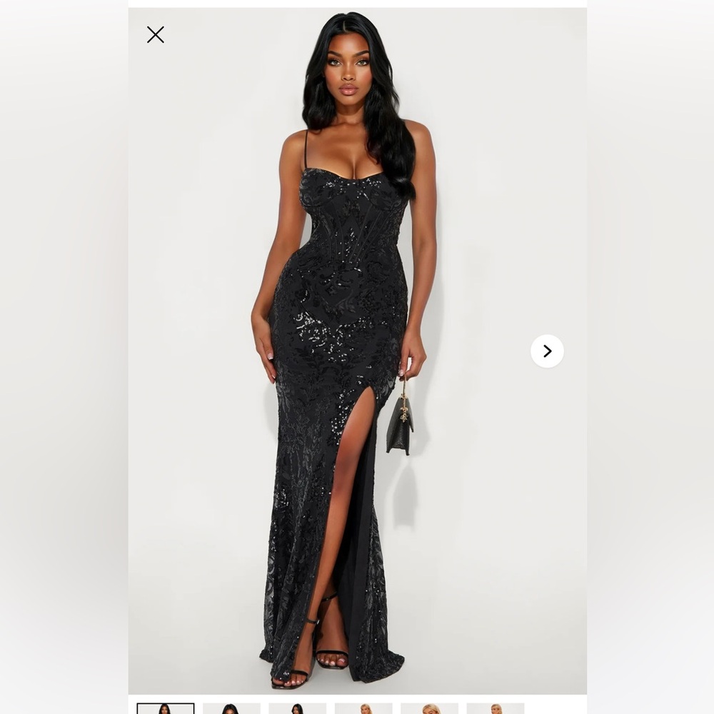 Fashion Nova Women’s Camryn Embellished Corset Gown - Black Size: 2x